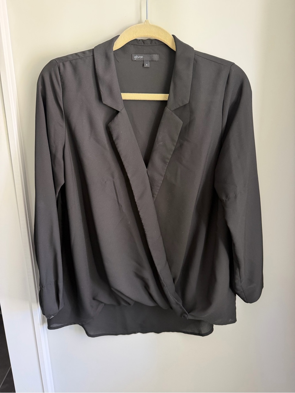Gibson Black Draped Surplice Blouse